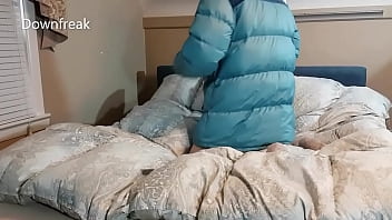Extended Video 17min. Downfreak Fucks TNF Jacket and Big Puffy Comforter from Japan.
